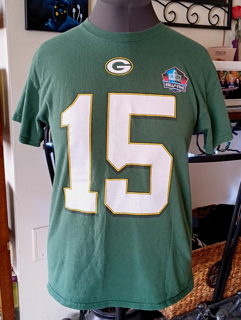 💚💛 Bart Starr Green Bay Packers Hall of Fame Majestic Tee Mens Medium M NFL